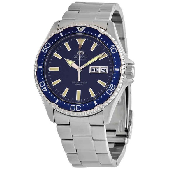 Men's Orient Automatic Silver Blue Dial Watch - Main Image